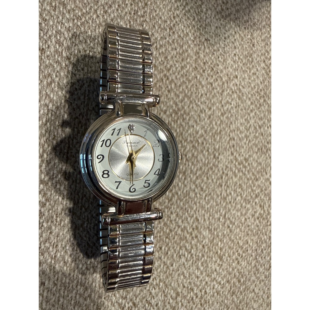 VTG Precision by Gruen Watch Women's Silver Gold Expansion Band Needs Battery
